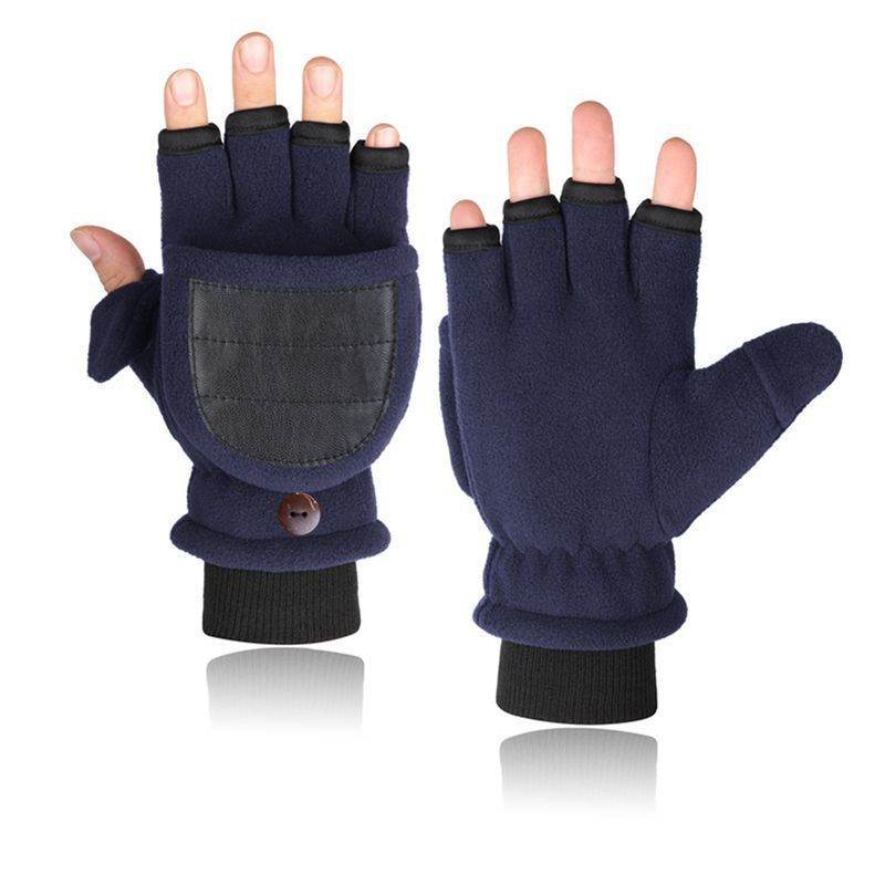 Buycenter Double-Layer Velvet Gloves - Touch Screen Half Finger Design - Buy Center US
