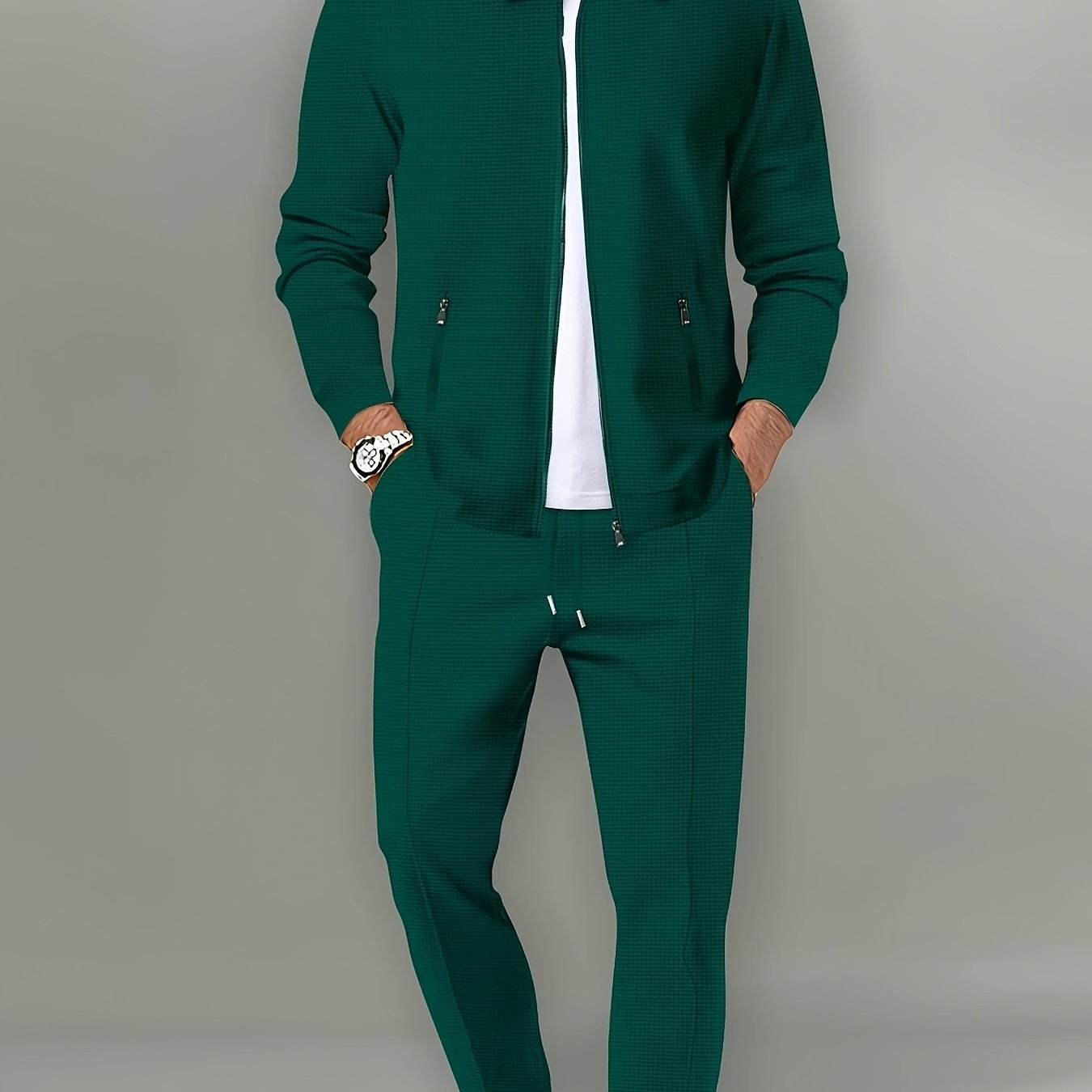 Casual September Jacket and Pants Set - Long Sleeve, Solid Color - Buy Center US