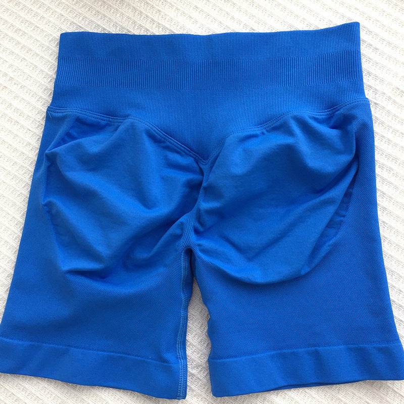 Ladies Seamless Knitted Yoga Shorts - Slim Fit in Electric Light Blue - Buy Center US
