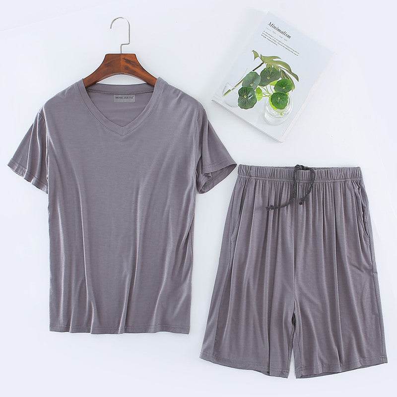 Buycenter Men's Modal T-shirt Set - Comfortable Short Sleeve Home Suit - Buy Center US