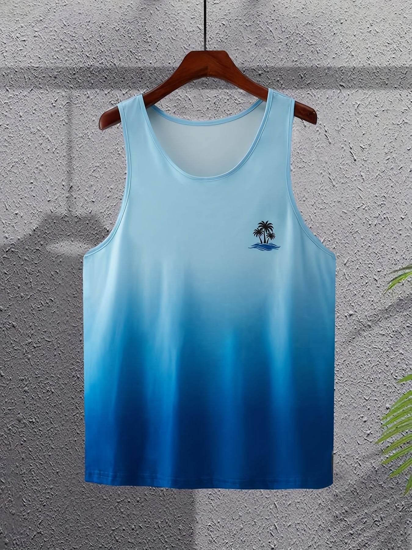 Men’s Gradient Tank Top - Casual Slim Fit, High Stretch Polyester - Buy Center US