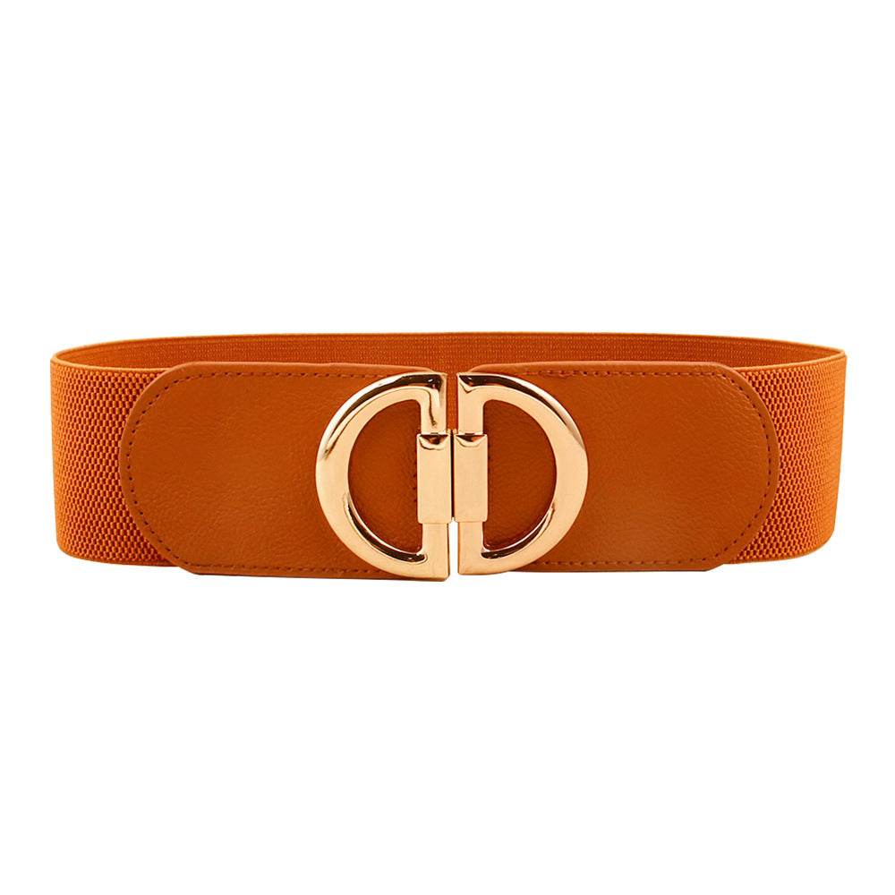 Stylish Women's Wide Belt with Elastic Buckles - Multiple Colors Available - Buy Center US