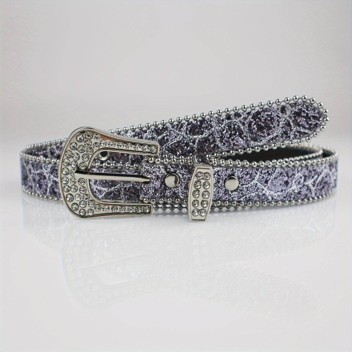 Rhinestone Women's Thin Belt - Fashion Personality, Handmade PU Leather - Buy Center US