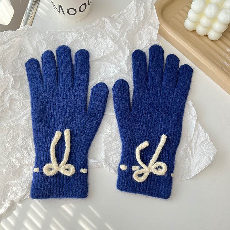 Cozy Autumn & Winter Bow Finger Gloves - Warm Acrylic, Cute Styles - Buy Center US