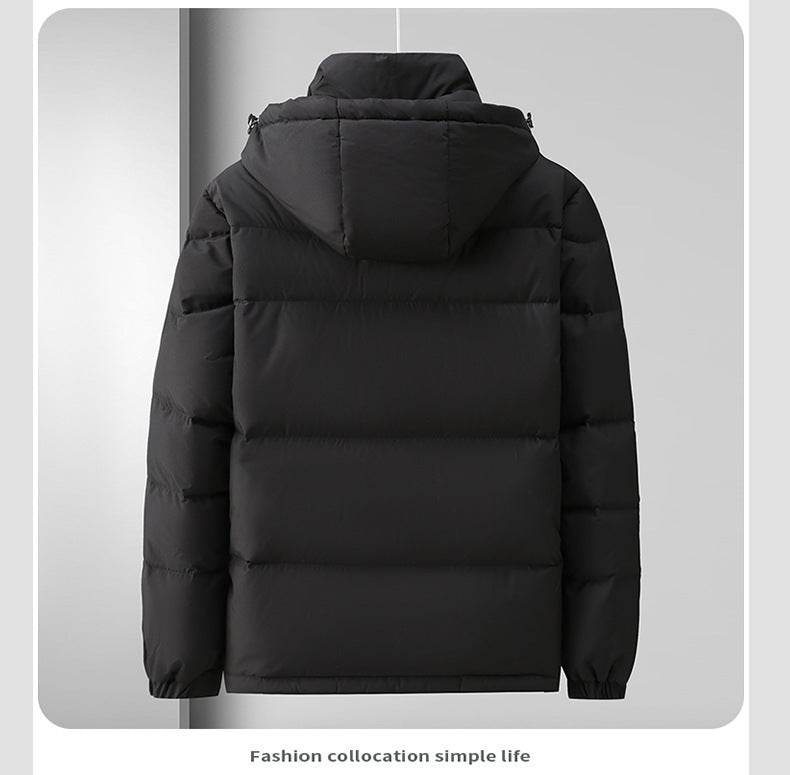 Buycenter Men's Winter Down Jacket - Hooded, Loose Fit, Polyester Fiber - Buy Center US