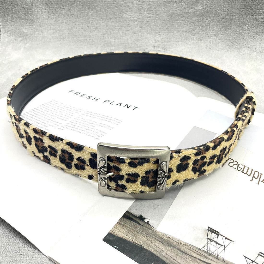 Leopard Print and Zebra Print Belt - Thick Round/Square Buckle Style - Buy Center US