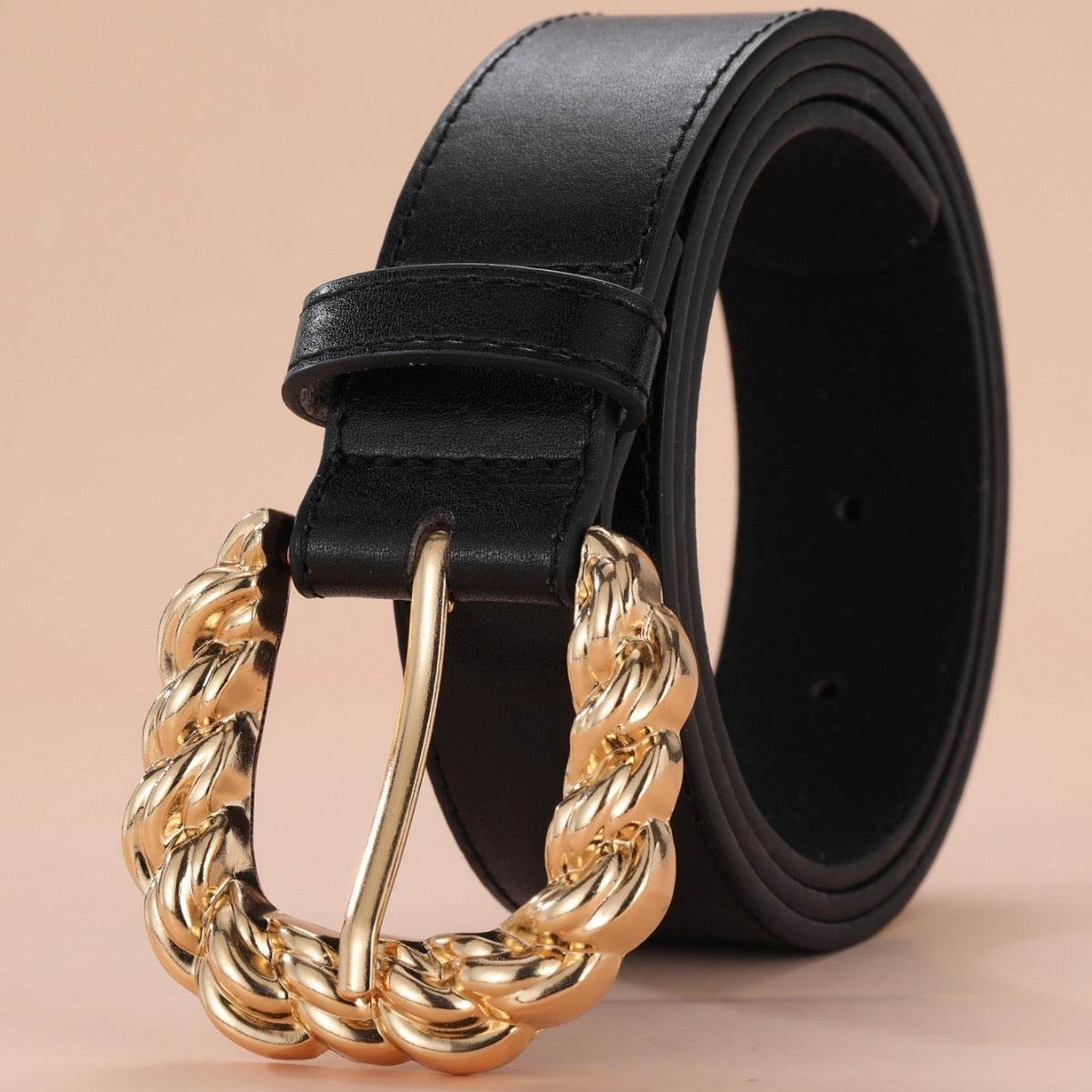Women's All-Match Dress Pants with Decorative PU Leather Belt - White, Camel, Black - Buy Center US