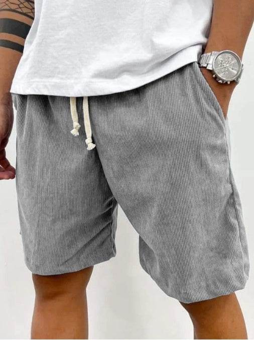 Buycenter Men's Casual Corduroy Shorts - Mid Waist, Straight Fit - Buy Center US