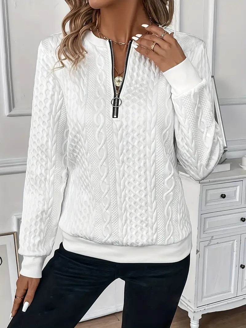 Solid Color Leisure Pullover Zipper Sweater - Half Sleeve, Loose Fit - Buy Center US