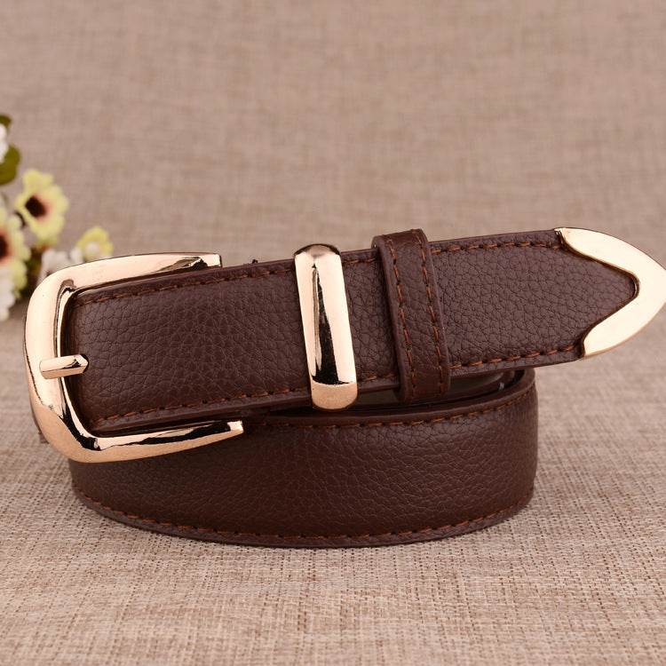 Women's Alloy Buckle Pant Belt - Stylish Imitation Leather in Multiple Colors - Buy Center US