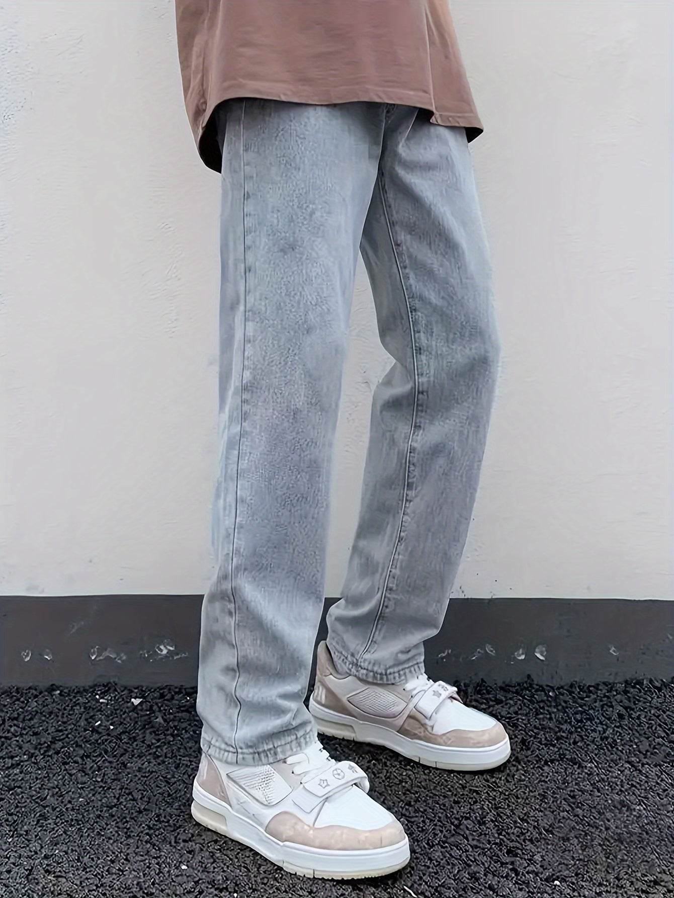Men’s Loose-Fit Jeans - Cotton Blend All-Season Denim with Pockets - Buy Center US