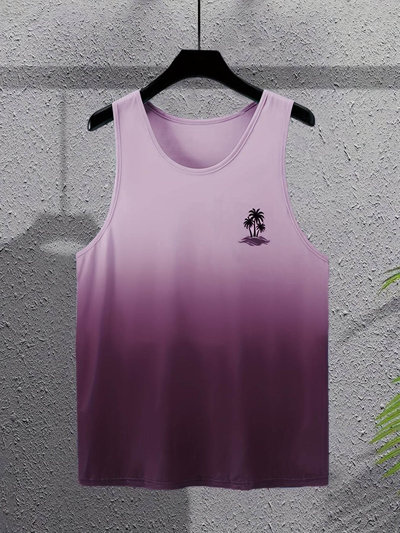 Men’s Gradient Tank Top - Casual Slim Fit, High Stretch Polyester - Buy Center US