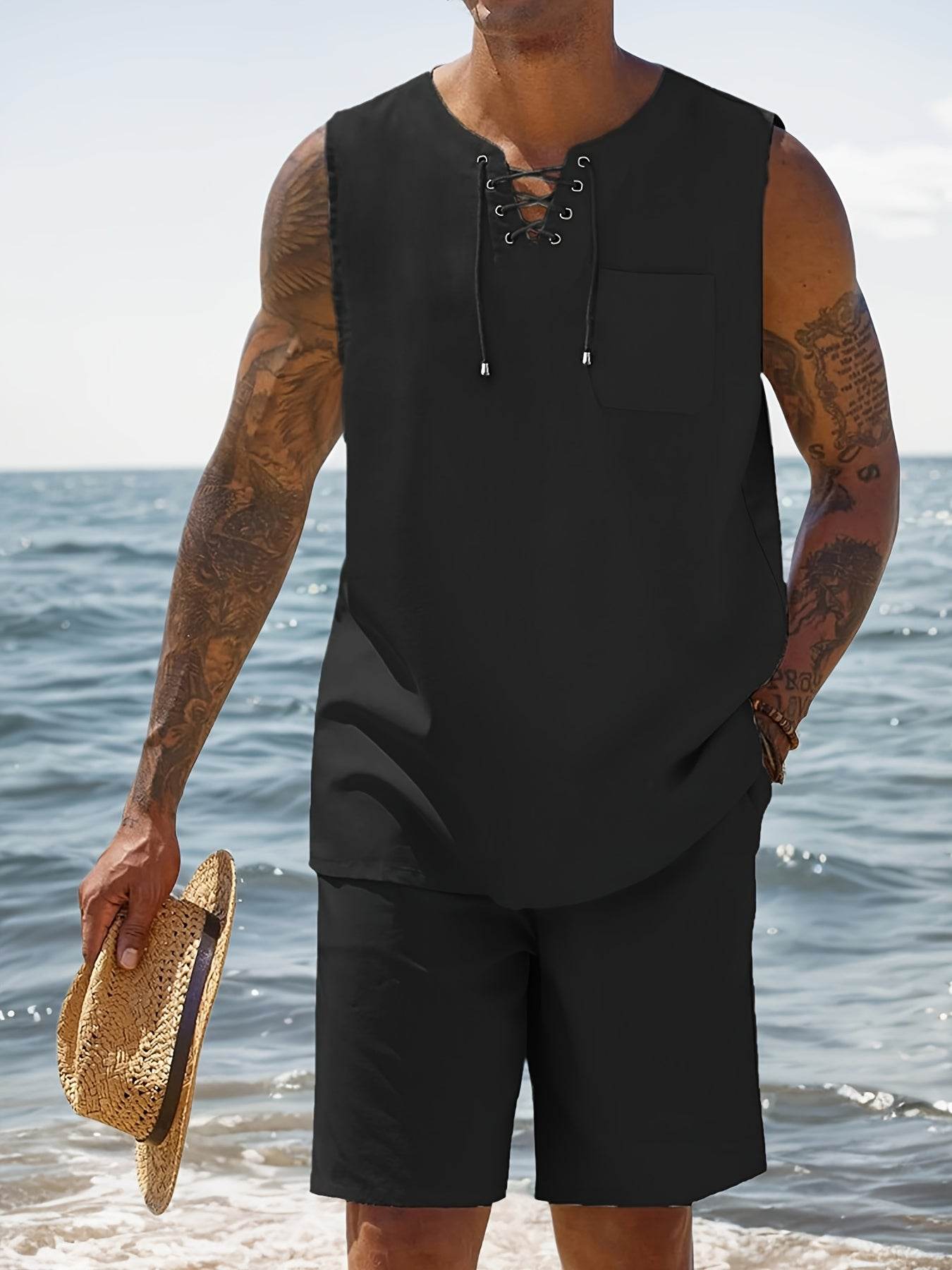 Men's Casual Sleeveless Tank Top & Shorts Set - Breathable Summer Activewear - Buy Center US