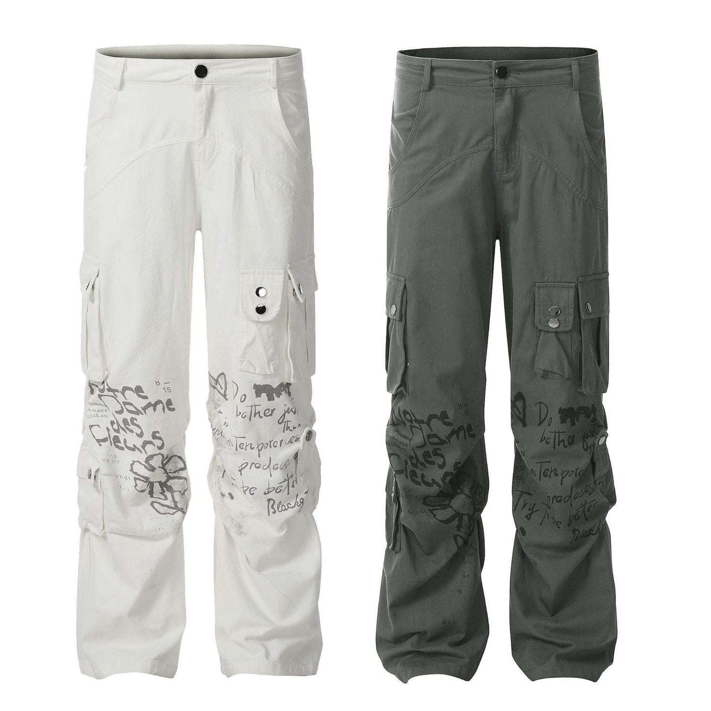 Buycenter Men's Straight White Overalls - American Fashion Casual Style - Buy Center US