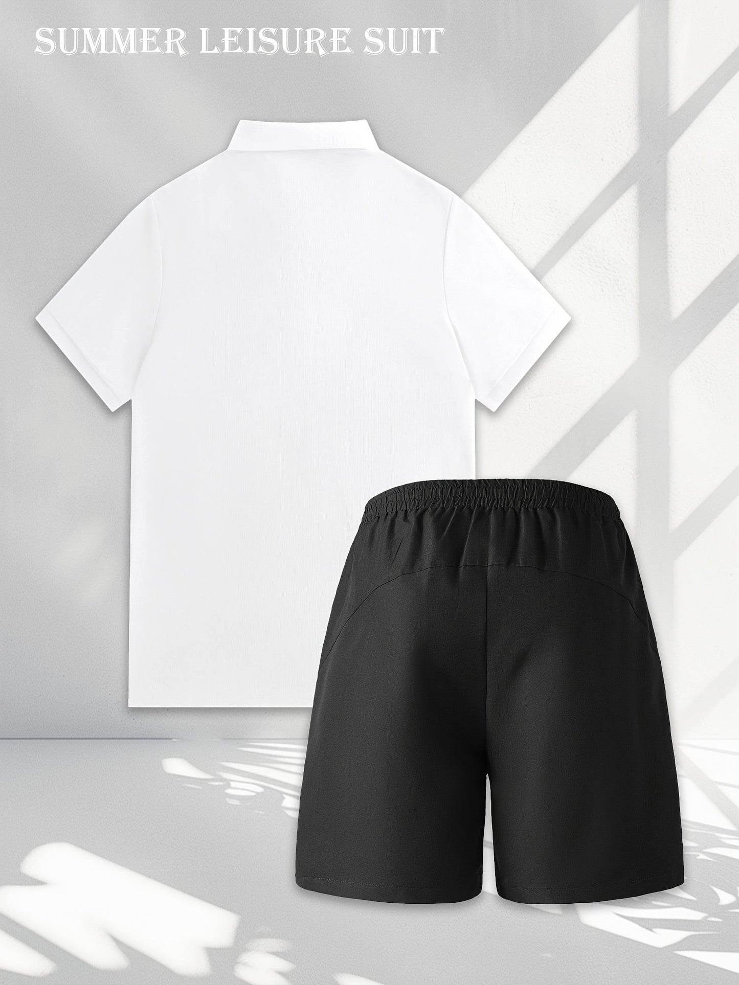Men's Summer Black Polo & Shorts Set - Casual Golf Style, Loose Fit - Buy Center US