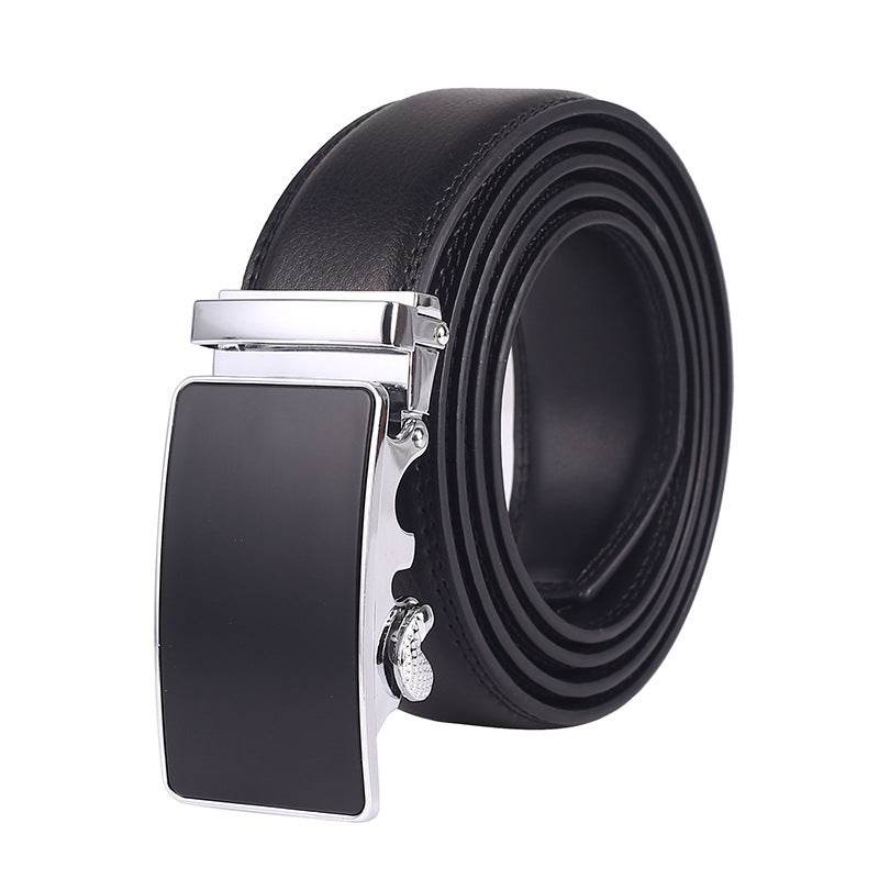 Buycenter Men's Leather Belt - Two-Layer Cowhide with Automatic Buckle - Buy Center US