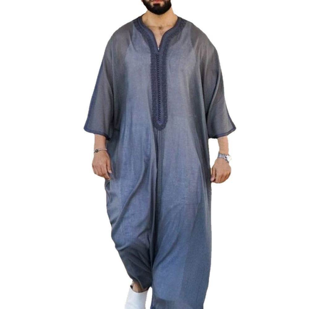 Buycenter Gray Linen Casual Robe for Youth - Loose Pullover Style - Buy Center US