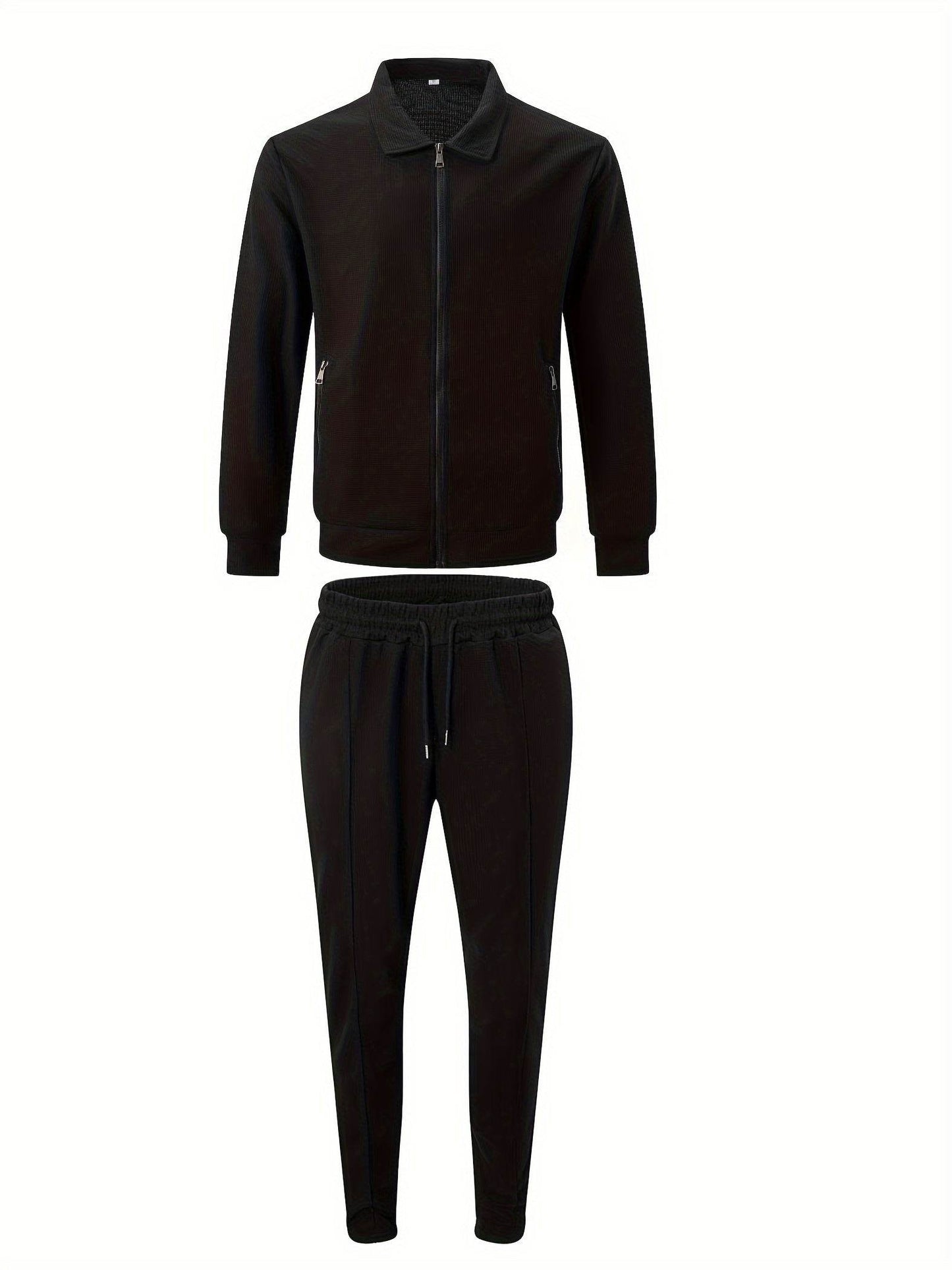 Casual September Jacket and Pants Set - Long Sleeve, Solid Color - Buy Center US
