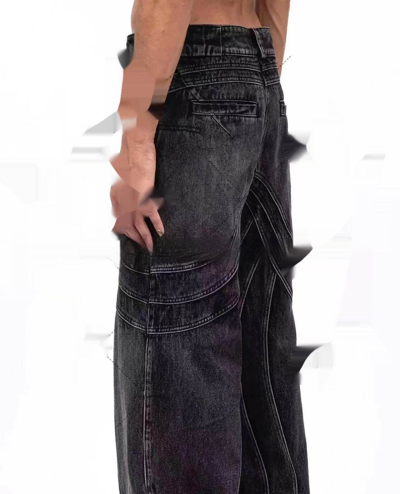 Black Gray Micro Flared Denim Pants - Hip Hop Style, Loose Fit - Buy Center US
