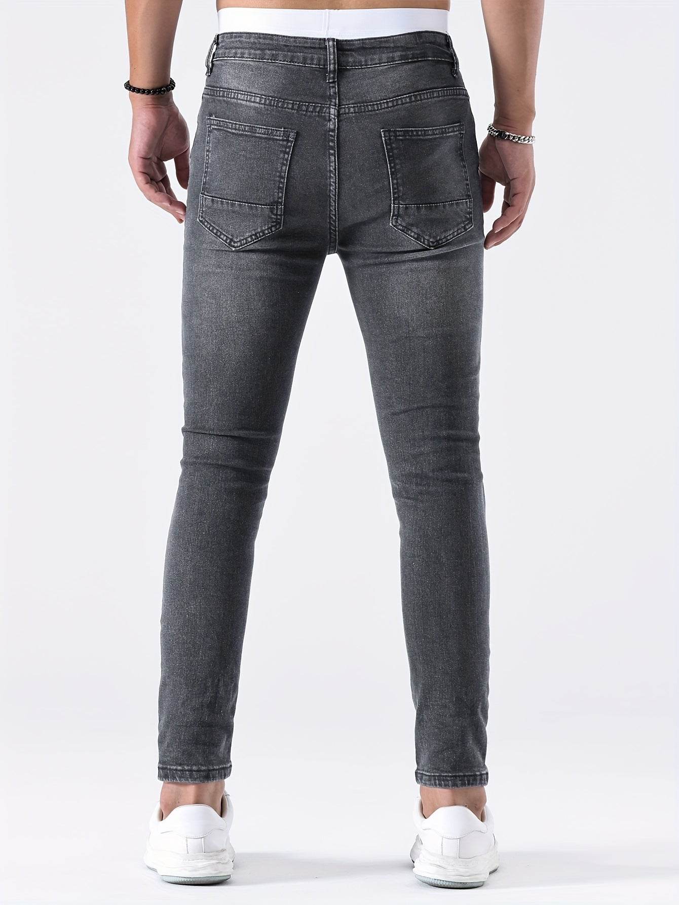 Men's Slim Fit Ripped Jeans - Distressed Medium Stretch Street Style - Buy Center US