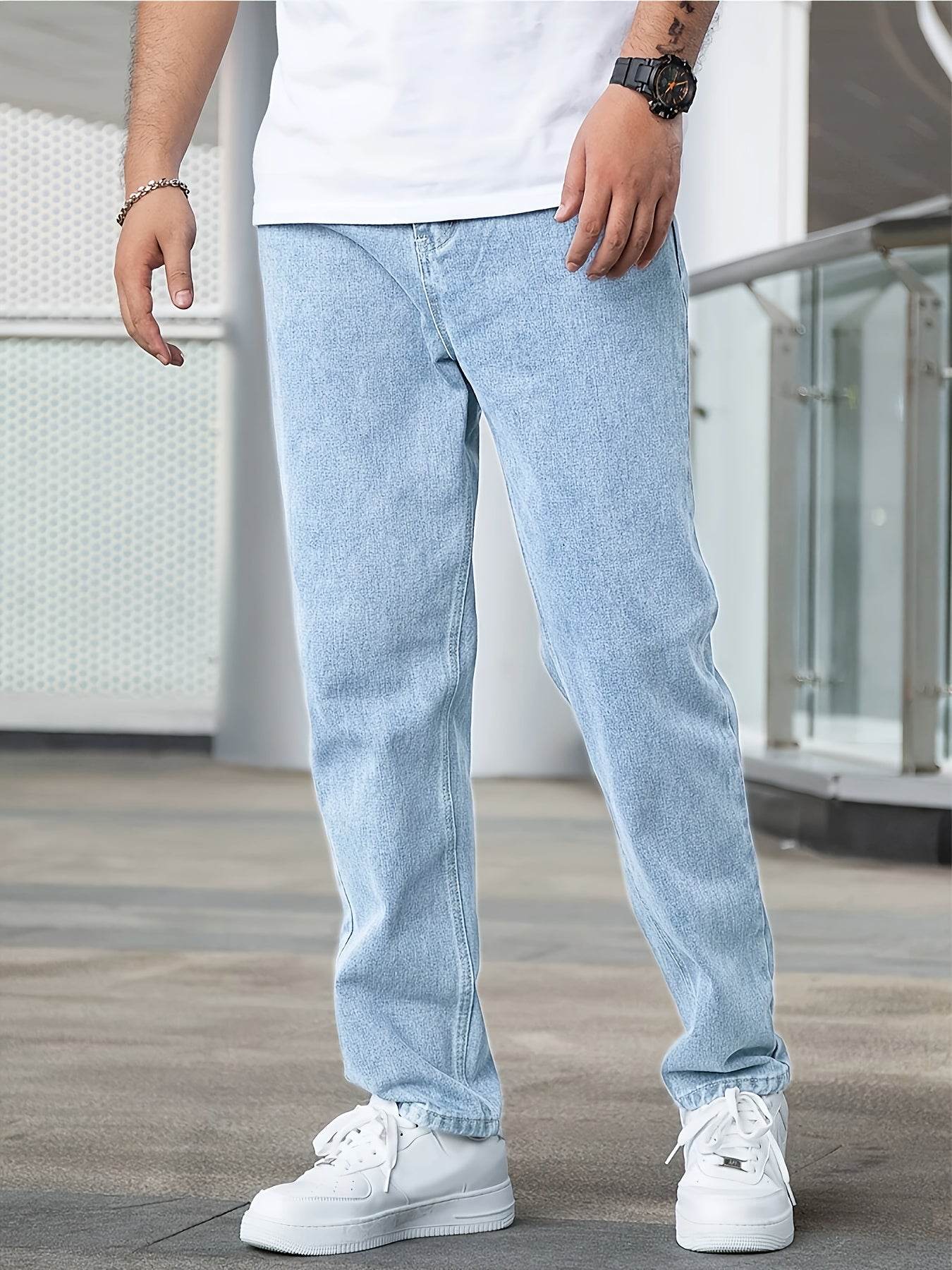 Loose Fit Men's Jeans - Cotton Blend, All-Season Basics for Adults - Buy Center US