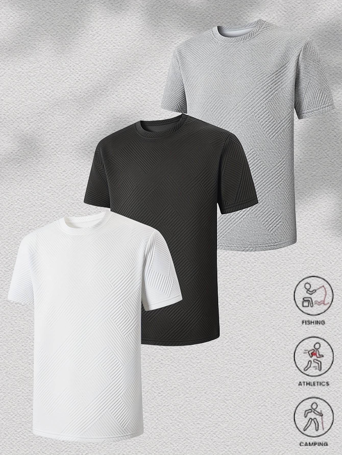 Men's Summer Houndstooth Knitted T-Shirt & Shorts Set - Casual Sports Outfit - Buy Center US