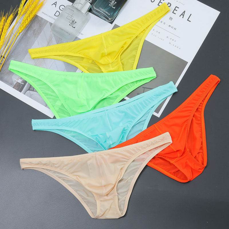 Buycenter Low Waist Men's Briefs - Transparent Ice Silk T-shaped Design - Buy Center US