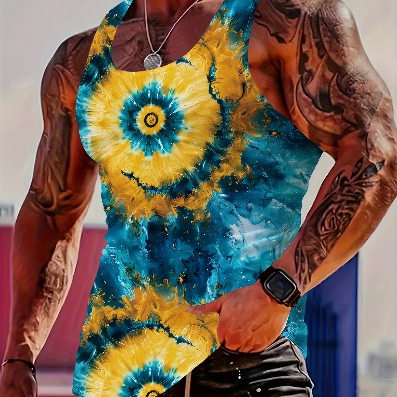 MBD Men's Stylish Lion Print Tank Top - Casual Sleeveless Summer Wear - Buy Center US