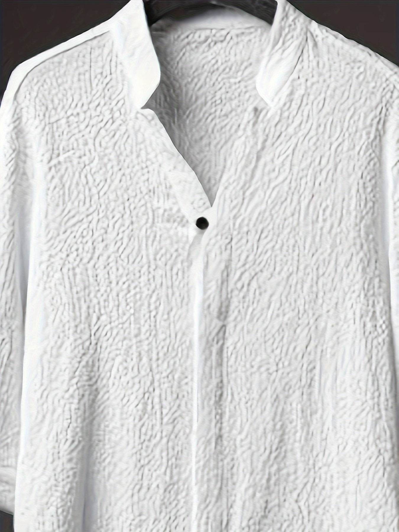 Men's Casual Summer Shirt - Solid Color, Loose Fit with Button Detail - Buy Center US