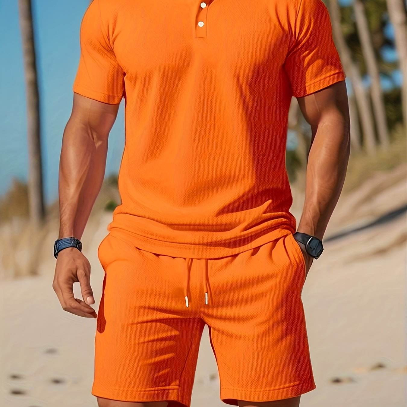 Men's Casual Two-Piece Set - Stylish Cardigan Top & Short Pants for Summer - Buy Center US