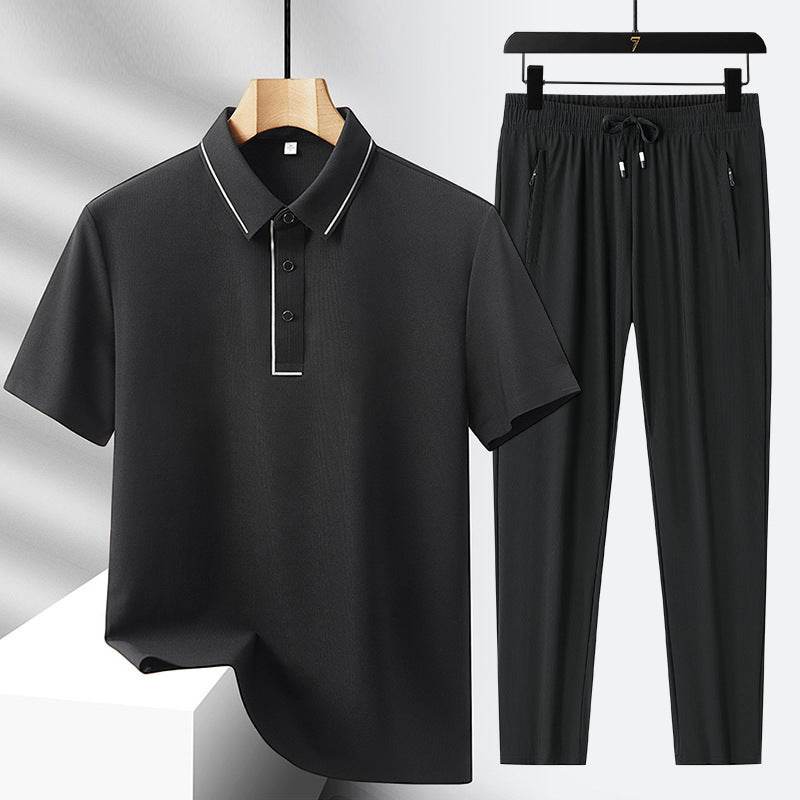 Buycenter Men's Light Luxury Polo Shirt & Trousers Sports Leisure Suit - Buy Center US
