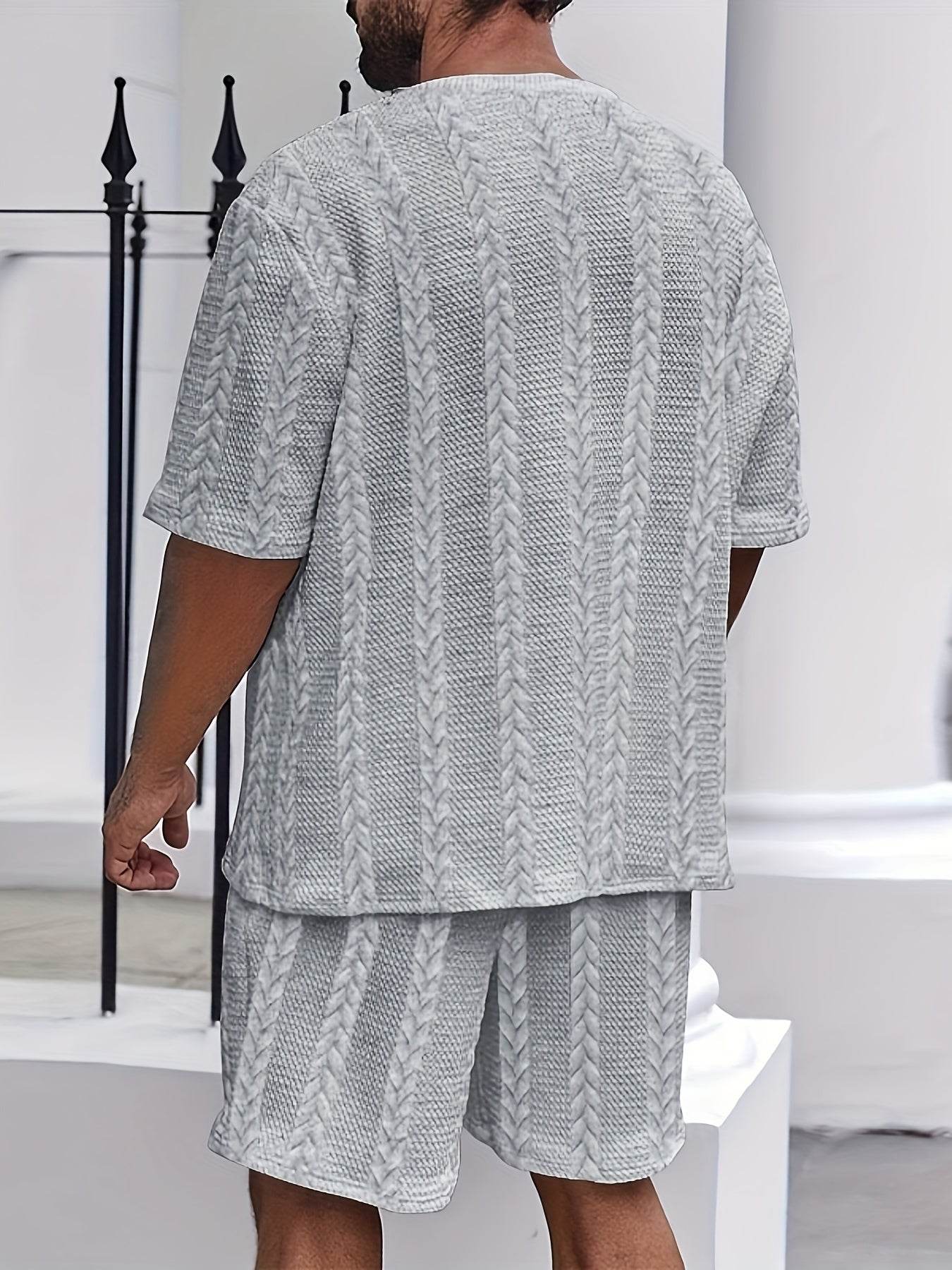 2025 Summer Braided Casual Sports Suit for Men - Polyester, Regular Fit - Buy Center US