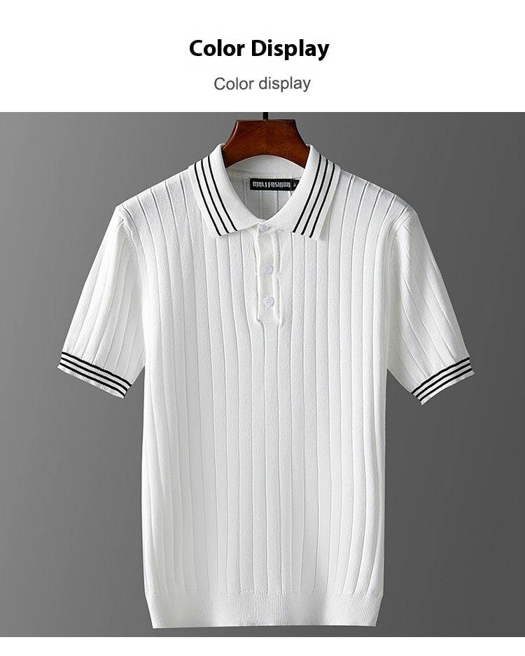 Men's Ice Silk Polo Sweater - Thin Lapels, Comfort Fit, Sizes L to 7XL - Buy Center US