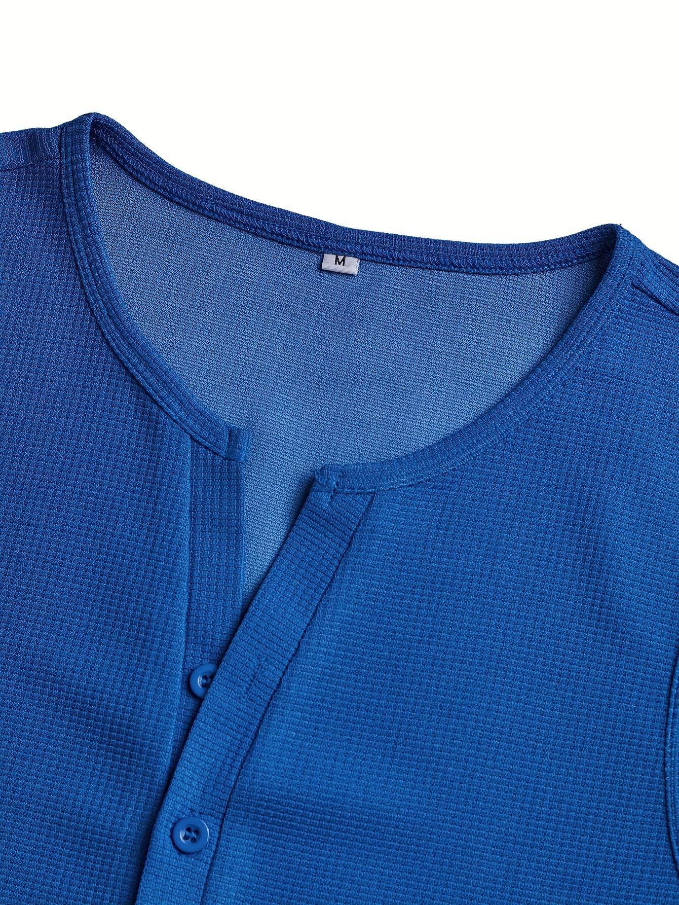 Men's Sleeveless Waffle-Knit Shirt - V-Neck Button-Up, Breathable Top - Buy Center US