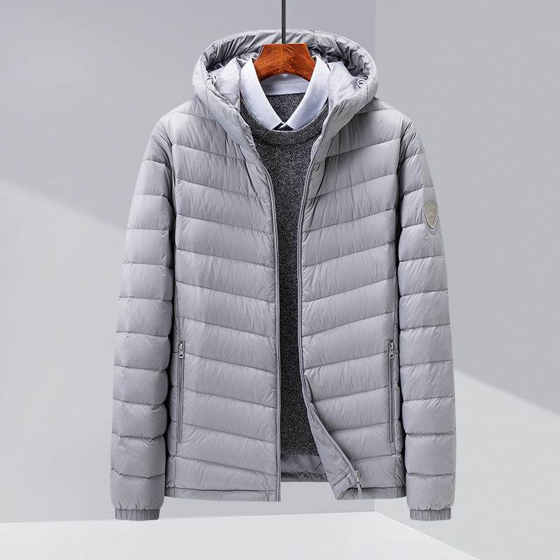 Buycenter Men's Thin Hood Down Jacket - Trendy Slim Fit for Winter - Buy Center US
