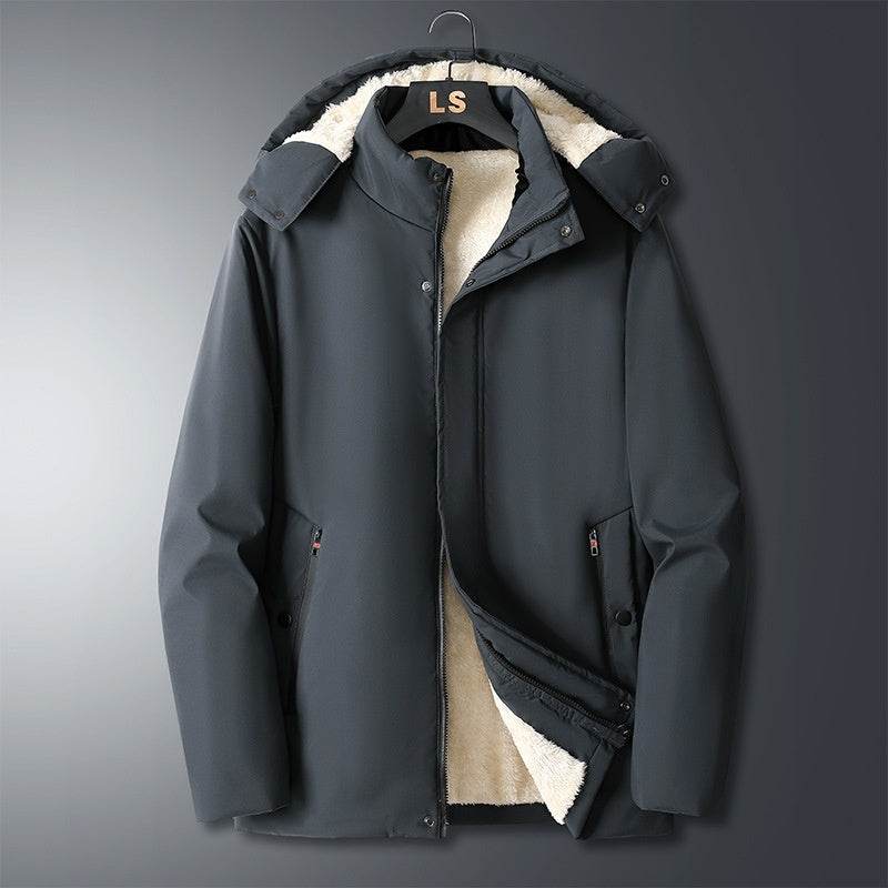 Buycenter Men's Winter Lambskin Jacket - Thickened & Warm Cotton Cardigan - Buy Center US
