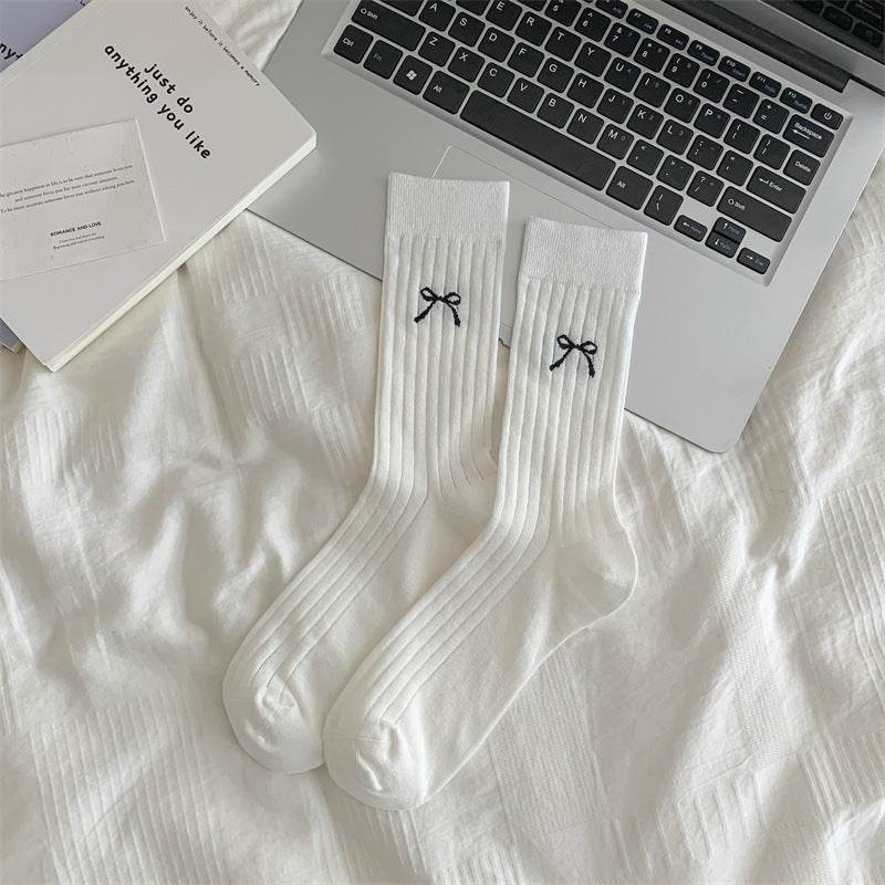 Cute Girl Bow Tube Socks - Breathable Cotton, Mid-Calf Length - Buy Center US