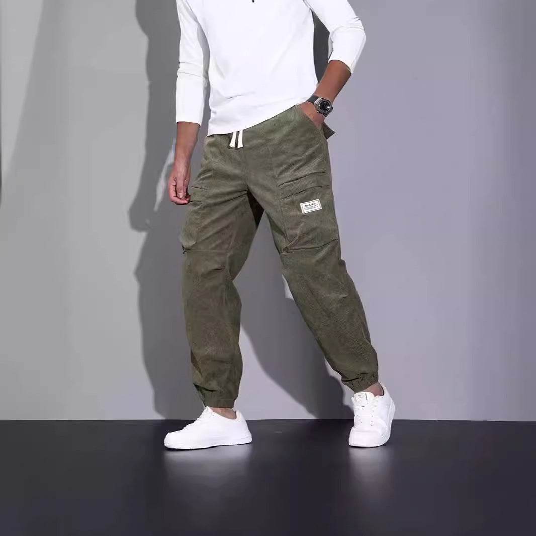 Buycenter Men's Corduroy Overalls - Loose Fit, Multi-Pocket Trousers - Buy Center US