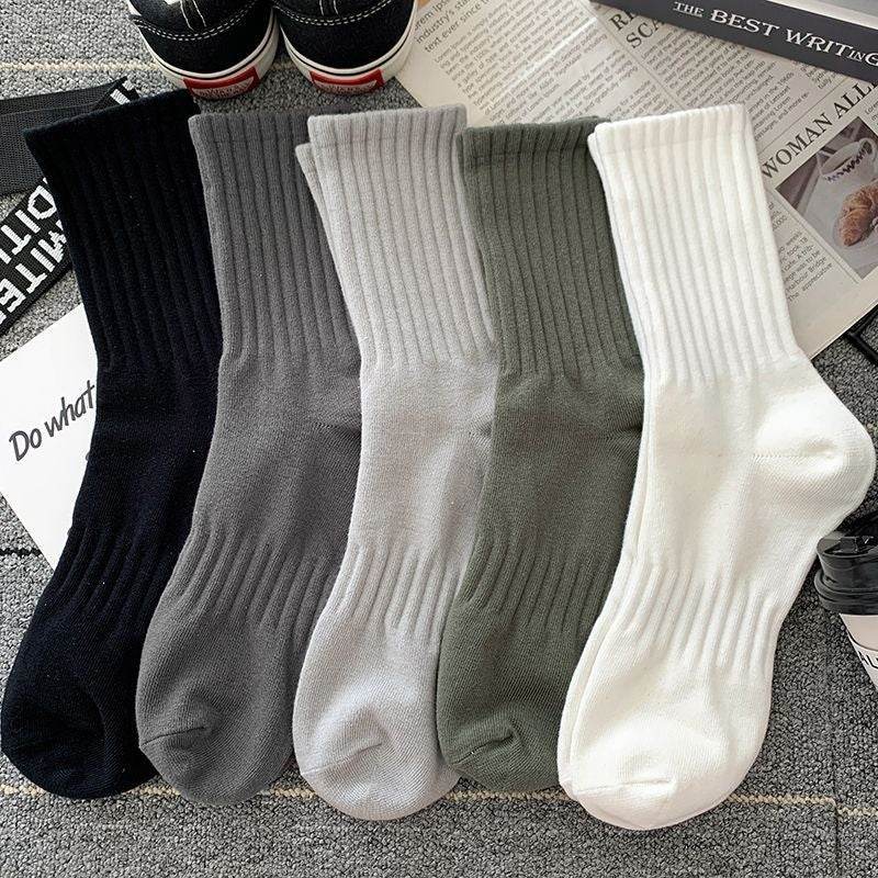 Buycenter Men's Mid-Calf Socks - Pure Color Casual Sports Style - Buy Center US