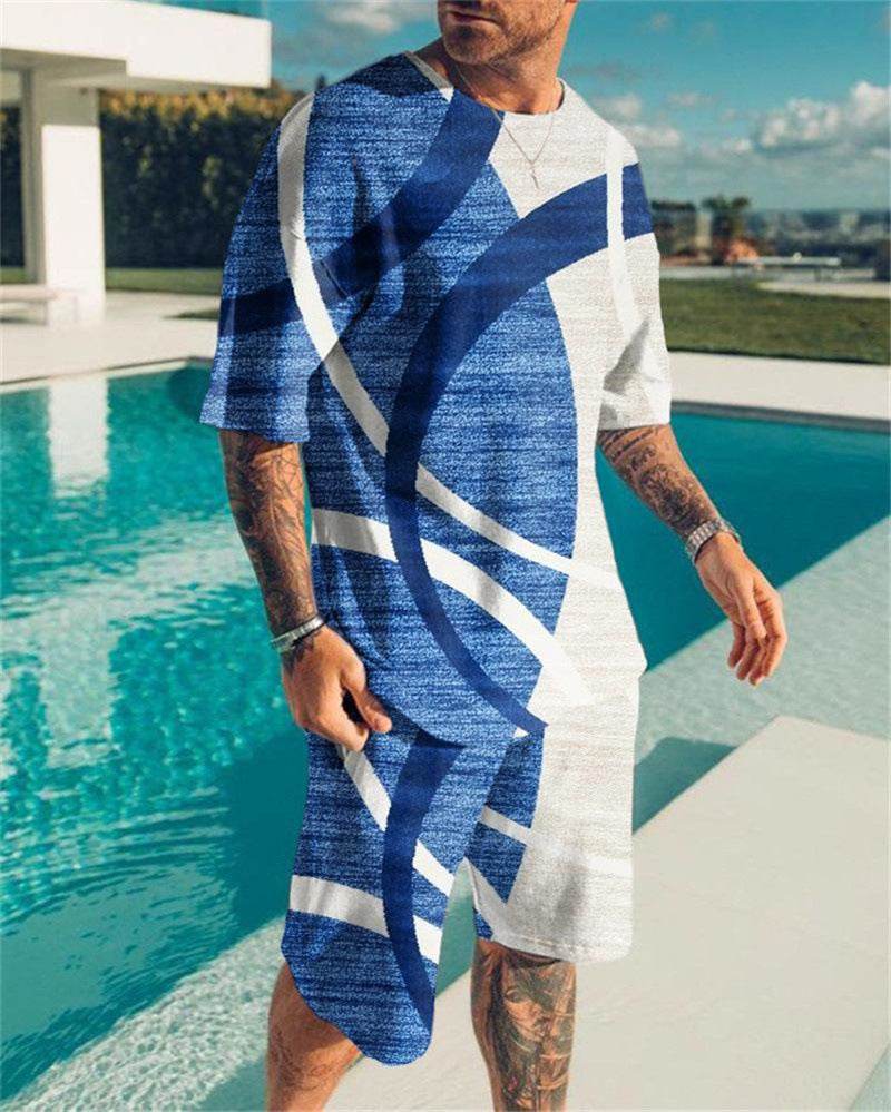Simple Men's 3D Print Oversized Shirt & Shorts Set - Comfortable Style - Buy Center US