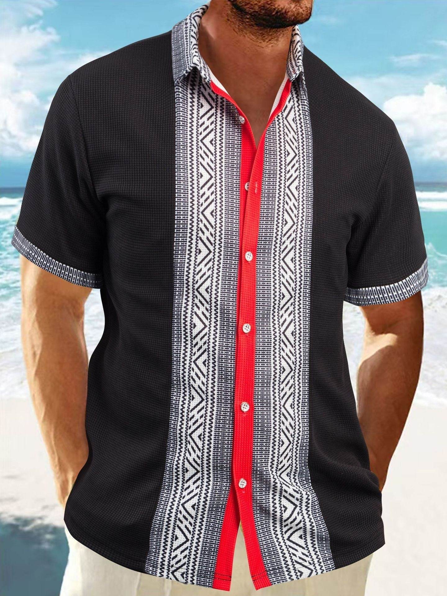 Buycenter Men's Printed Button Short Sleeve Shirt - S-XXXL Available - Buy Center US