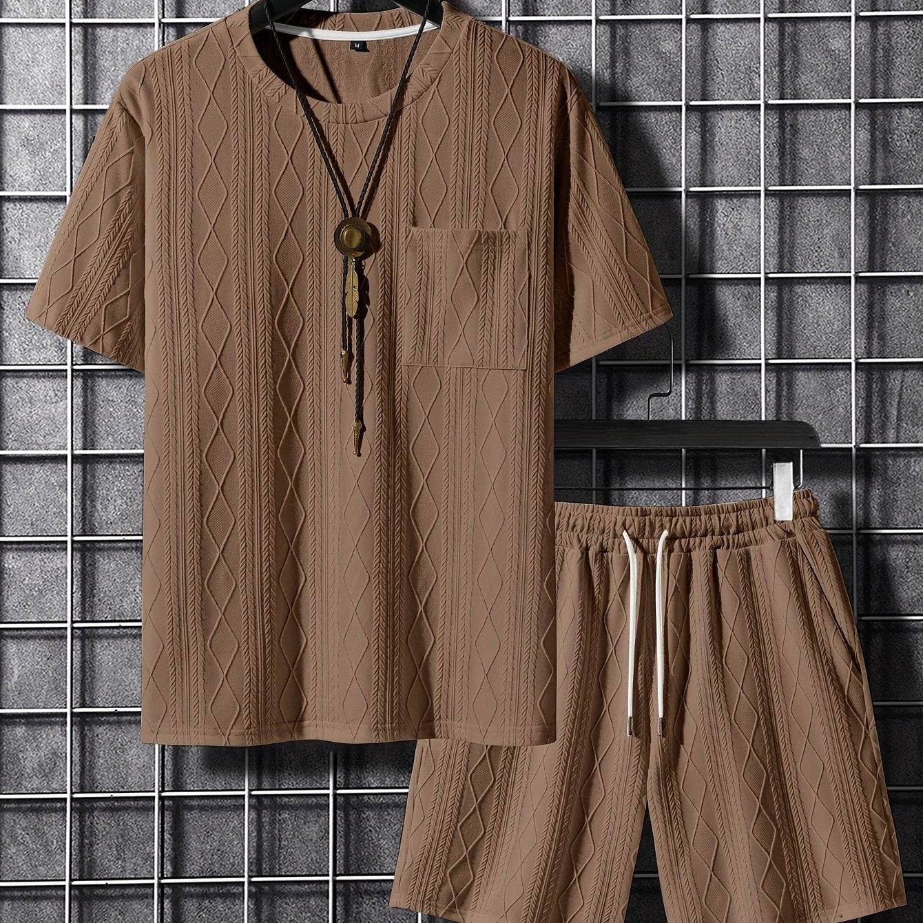 Men's Casual Outfit - Solid Color, Stretchy Knit Fabric for All Seasons - Buy Center US
