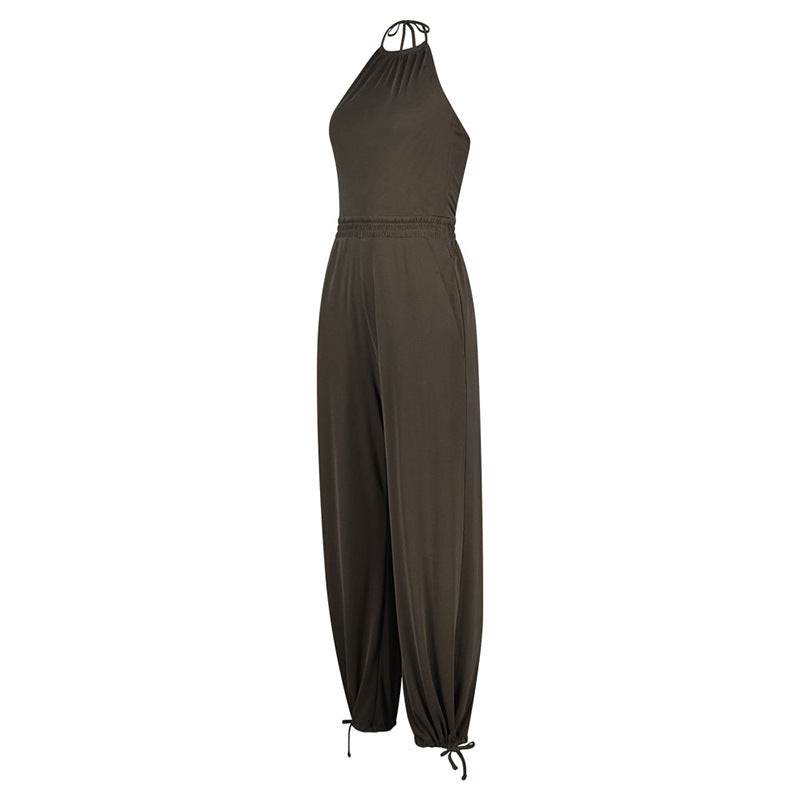 Women's Halter Fitness Jumpsuit - Breathable Viscose, Lightweight Design - Buy Center US