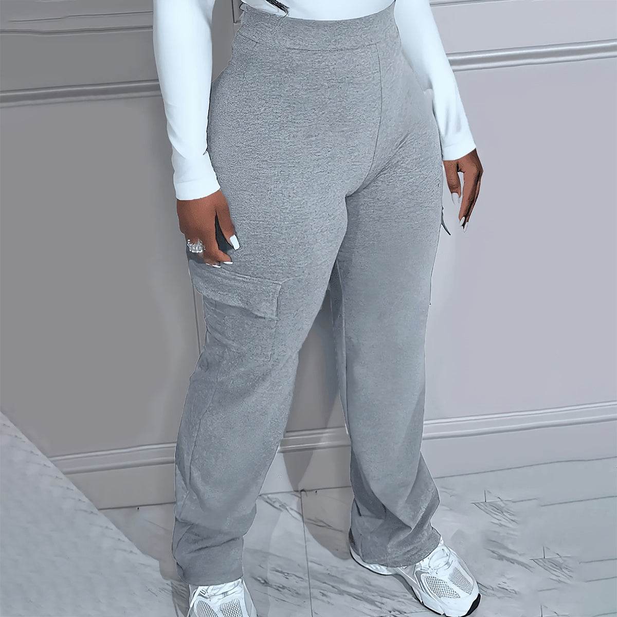 Women's Knitted Trousers - Large Autumn & Winter Solid Color Workwear - Buy Center US