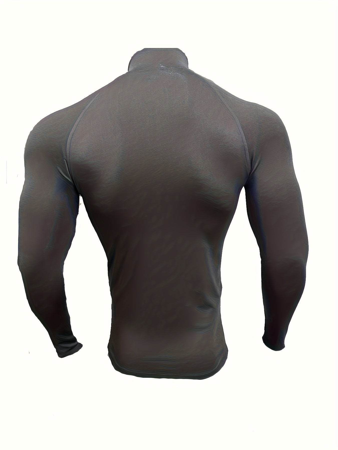 Men's White Sporty Zip-Up Shirt - Tight-Fit Stretch Fabric for Gym - Buy Center US