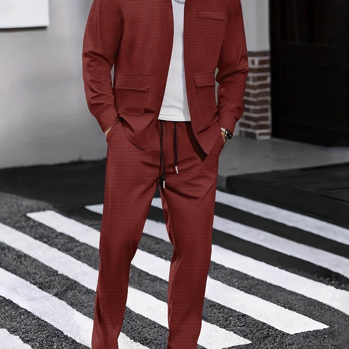 Men's Versatile Long-Sleeve Shirt & Jogger Set - 8 Shades for Every Occasion - Buy Center US