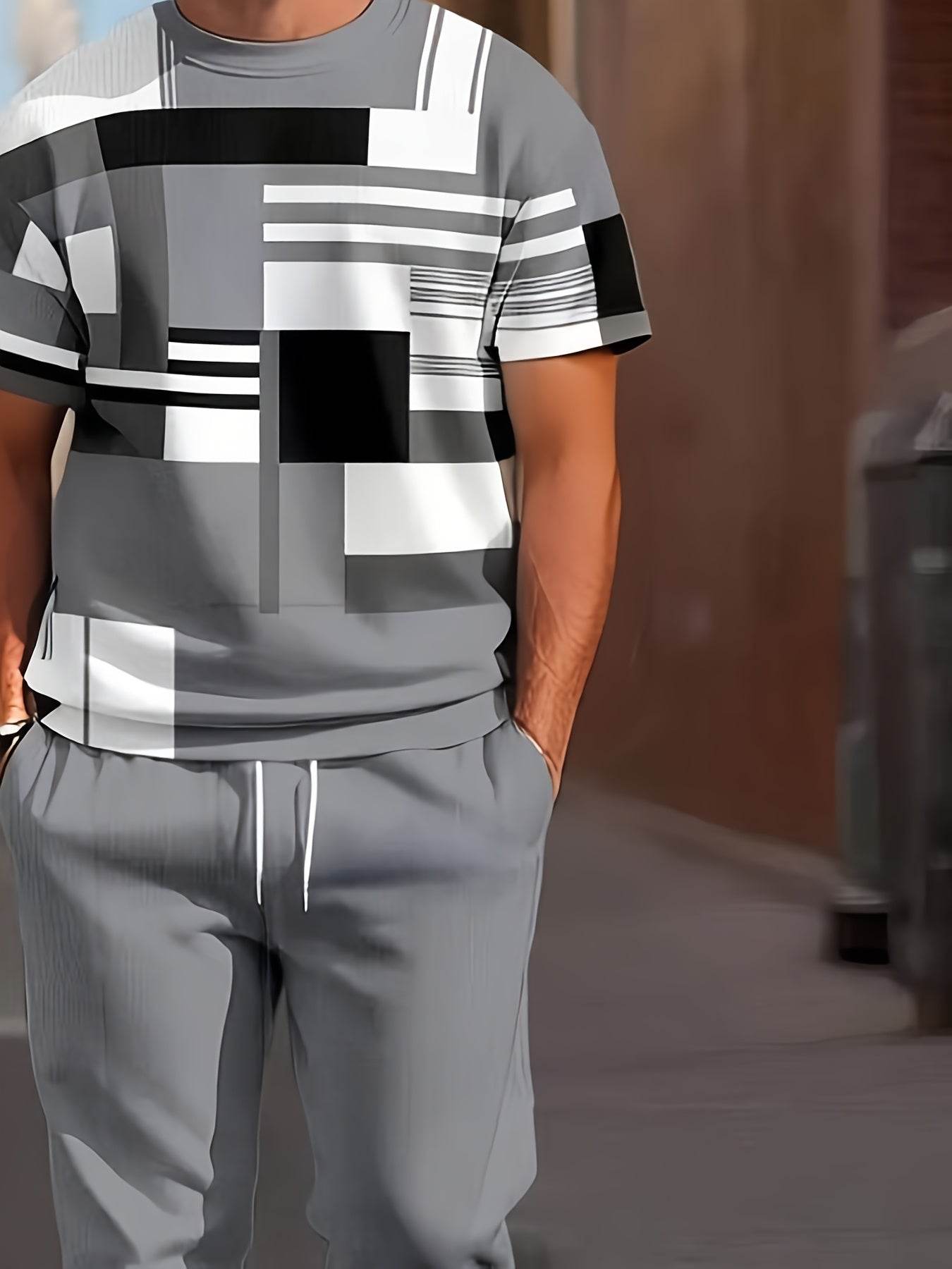 Men's Casual Two-Piece Suit - Short-Sleeved Trousers & Top Set - Buy Center US