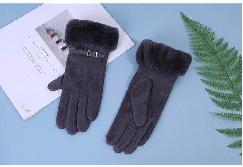 Touch Screen Fleece Cycling Gloves - Warm, Windproof Suede for Winter - Buy Center US
