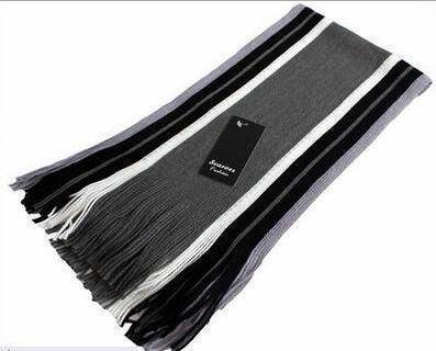 Buycenter Men's Striped Scarf - Korean Style, Medium Length, Warm - Buy Center US