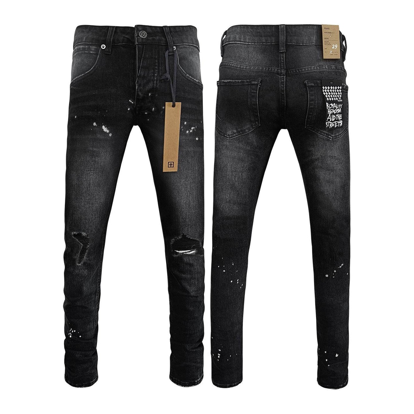 High Street Casual Men's Straight Ripped Jeans - Micro Elasticity Denim - Buy Center US